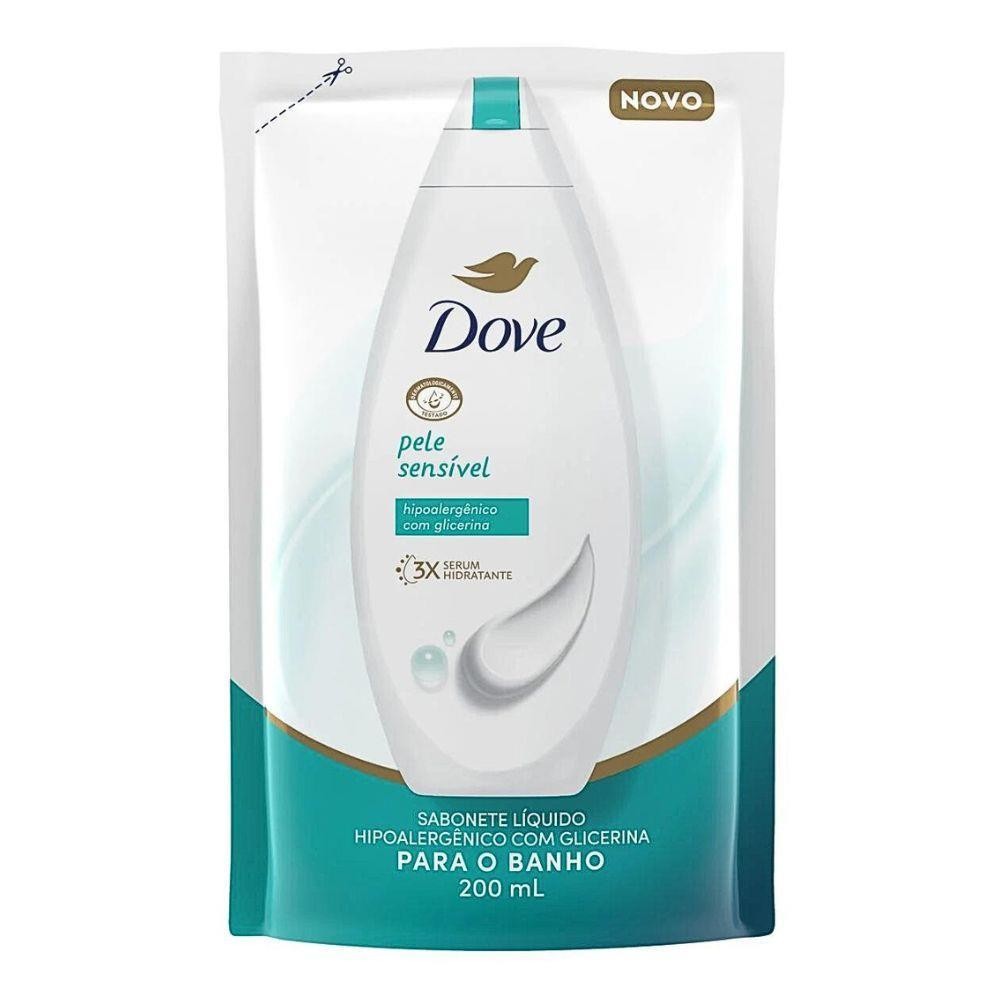 SABONETE LÍQUIDO DOVE PELE SENSÍVEL REFIL COM 200ML em Oferta na Shopee