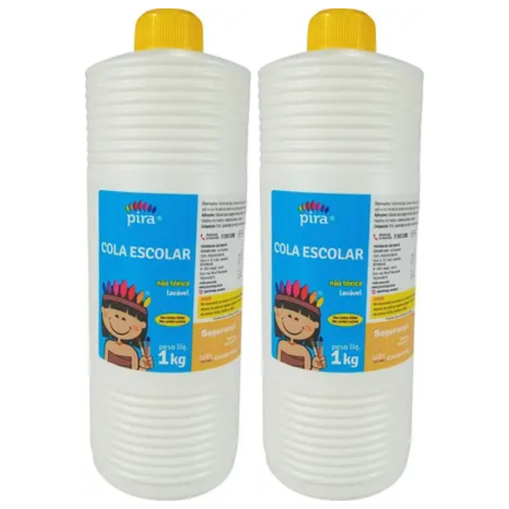 2 Colas Liquida Branca 1kg Escolar Lavável em Oferta na Shopee