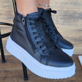 Tenis Feminino Preta com Solado tratorado Plataforma em Oferta na Shopee