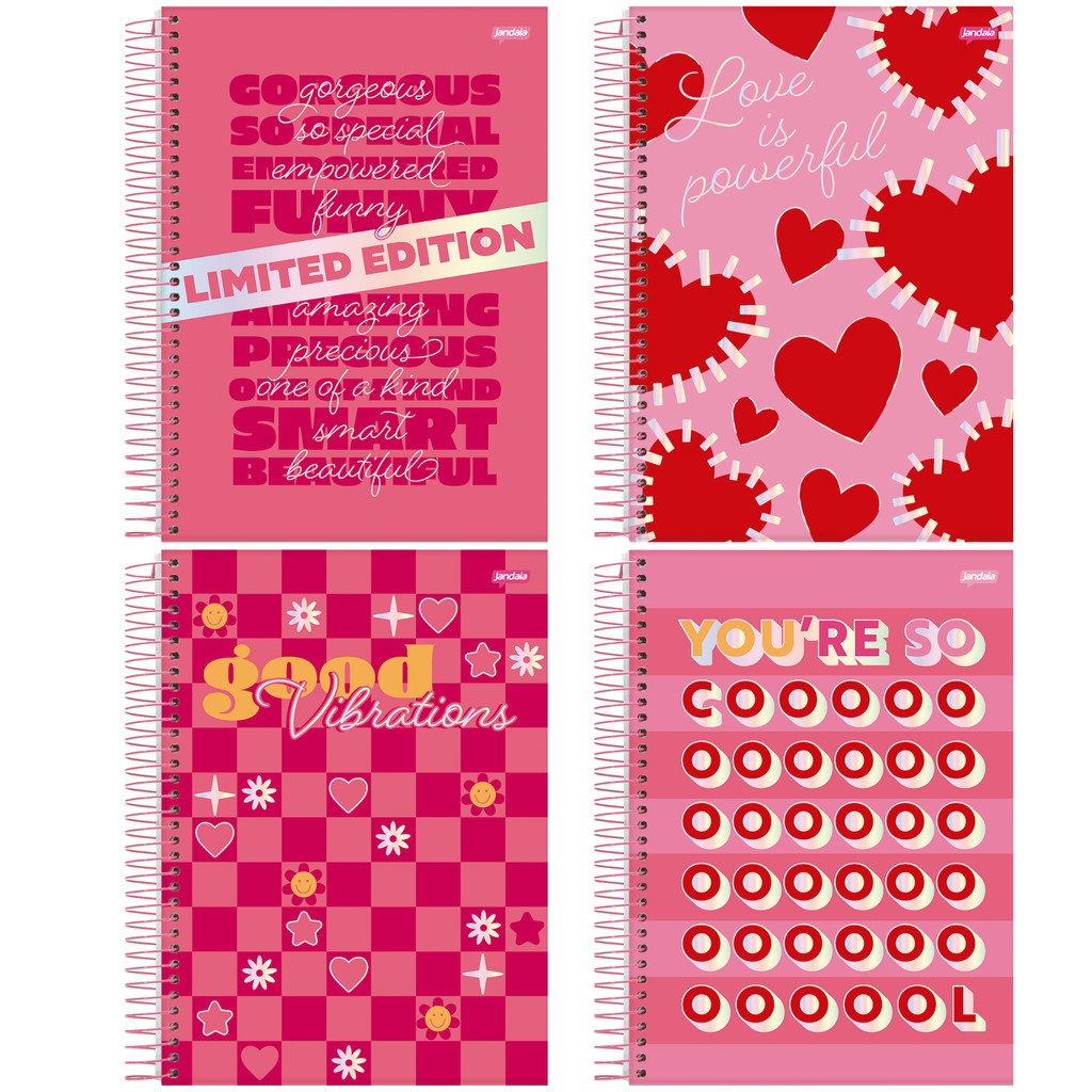 KIT Caderno Universitário Capa Dura 10 Matérias 160 Folhas Be Bold  - Pacote Com 4 Unidades Sortidas