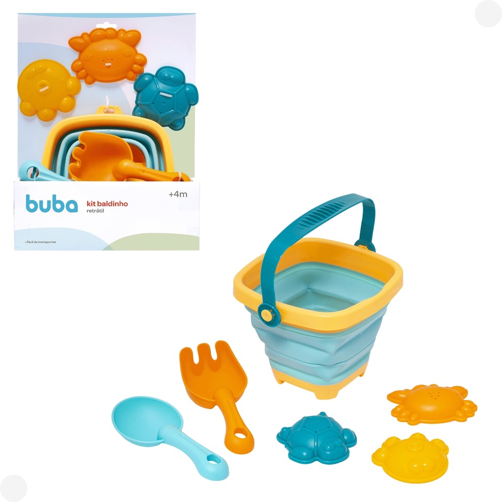 Kit Baldinho Retrátil Para Praia com 6 Acessórios 18788 - Buba