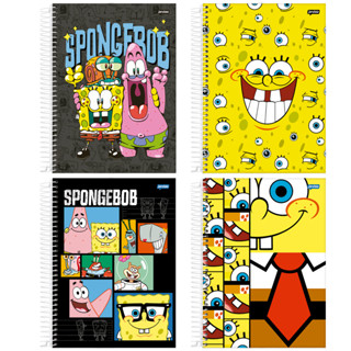 KIT Caderno Universitário Capa Dura 10 Matérias 160 Folhas Bob Esponja - Pacote 4 Unidades Sortidas em Oferta na Shopee