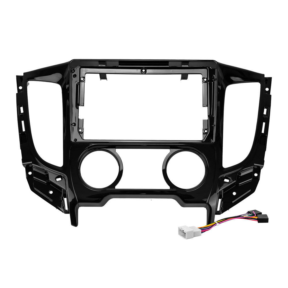 Kit Moldura Painel 9 Pol L200 Triton Ar Analógico 2016 17 18 19 2020 2021 2022 2023 2 Din Black Piano