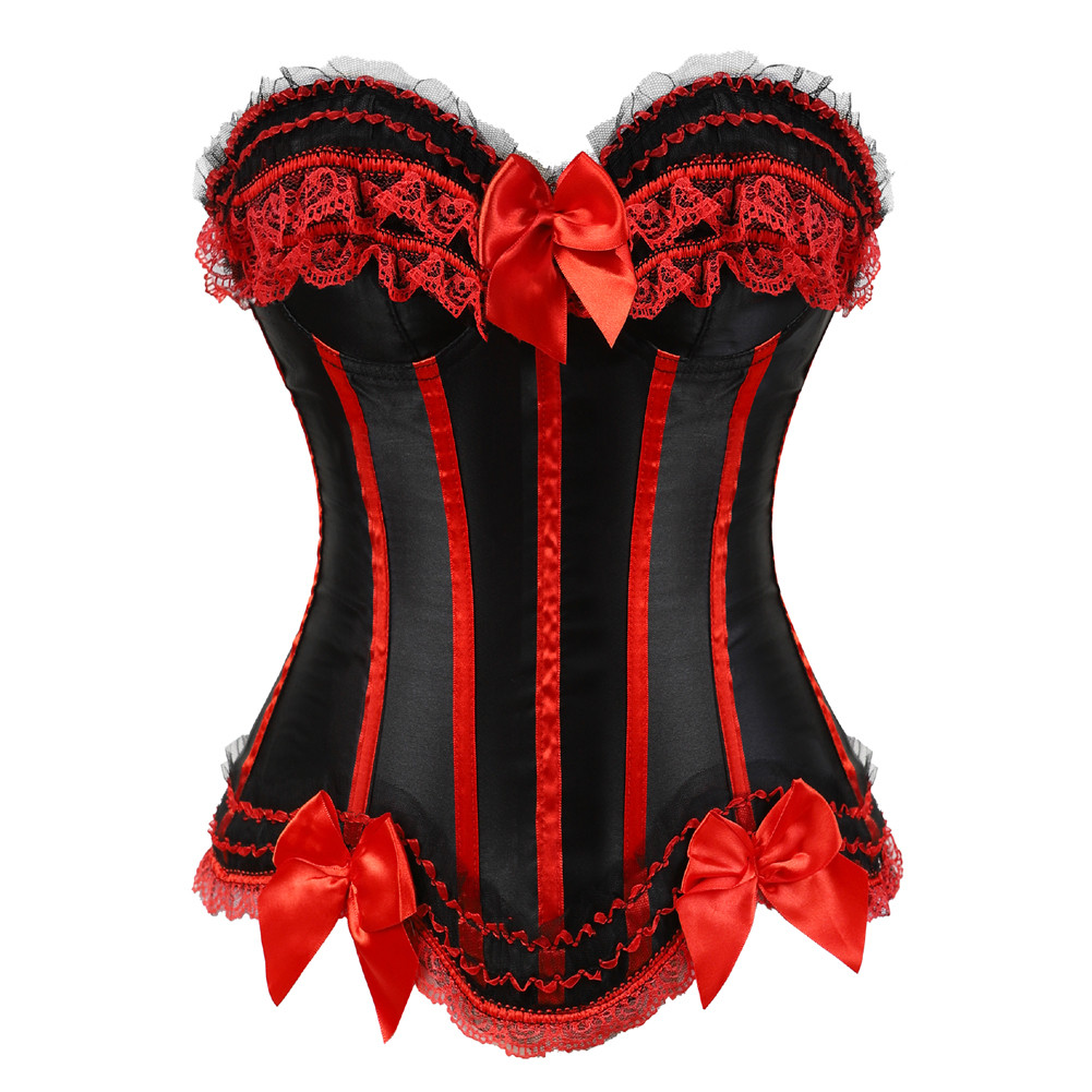 Mulheres Corset Top Renascimento Bustier cetim Corselet Lace Up Ossados Corsets Plus tamanho sexy festa roupas vintage