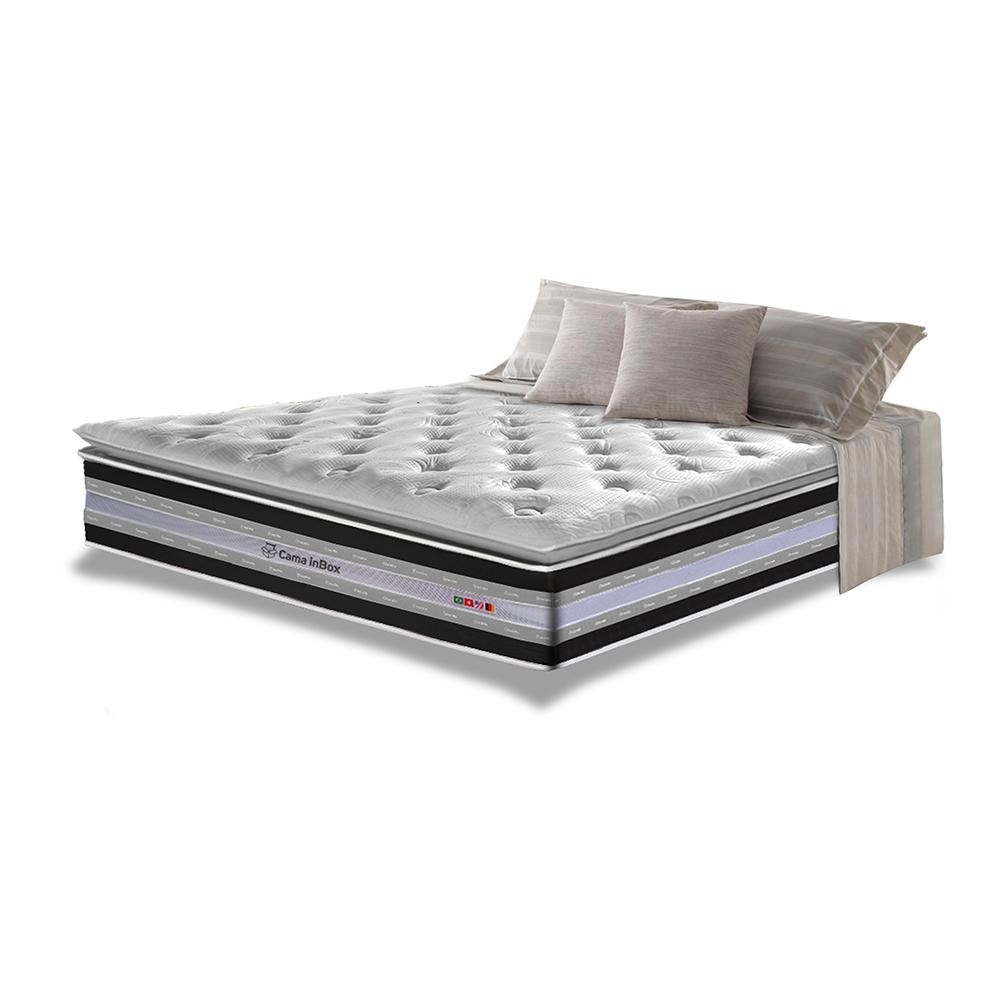 Colchão Casal de Molas Ensacadas D33 com Pillow TOP Cama inBox Select 138x188x32 Preto - Home & Living