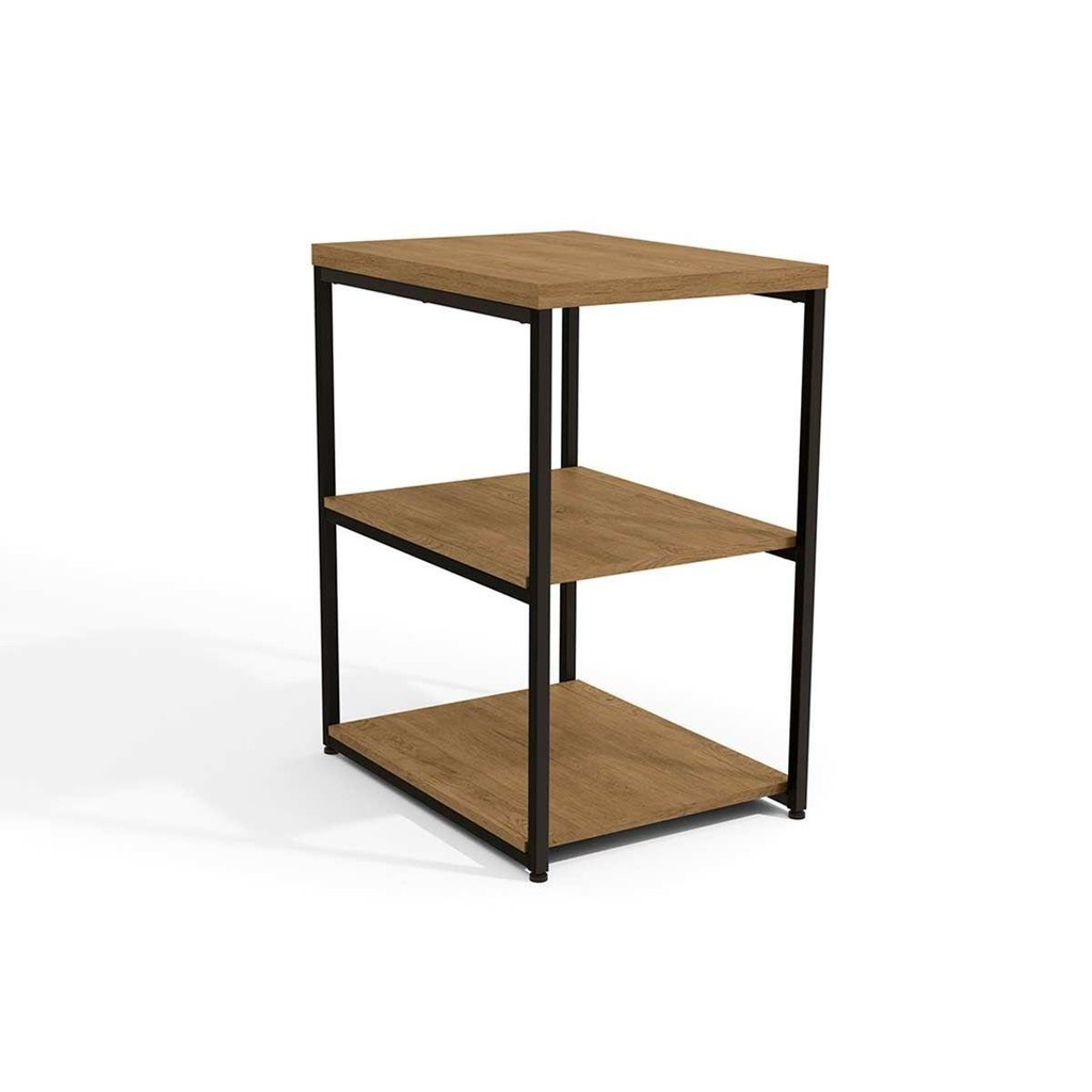 Mesa Lateral p/ Sala Industrial LI004 c/ 3 Prateleiras Freijo/Preto - Kappesberg em Oferta na Shopee