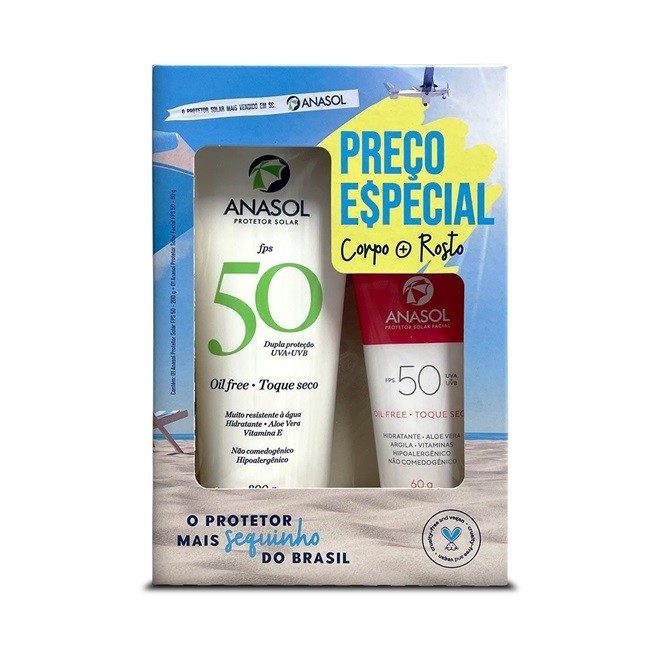 Kit Protetor Facial FPS 50 60g+Protetor FPS 50 200g - Anasol