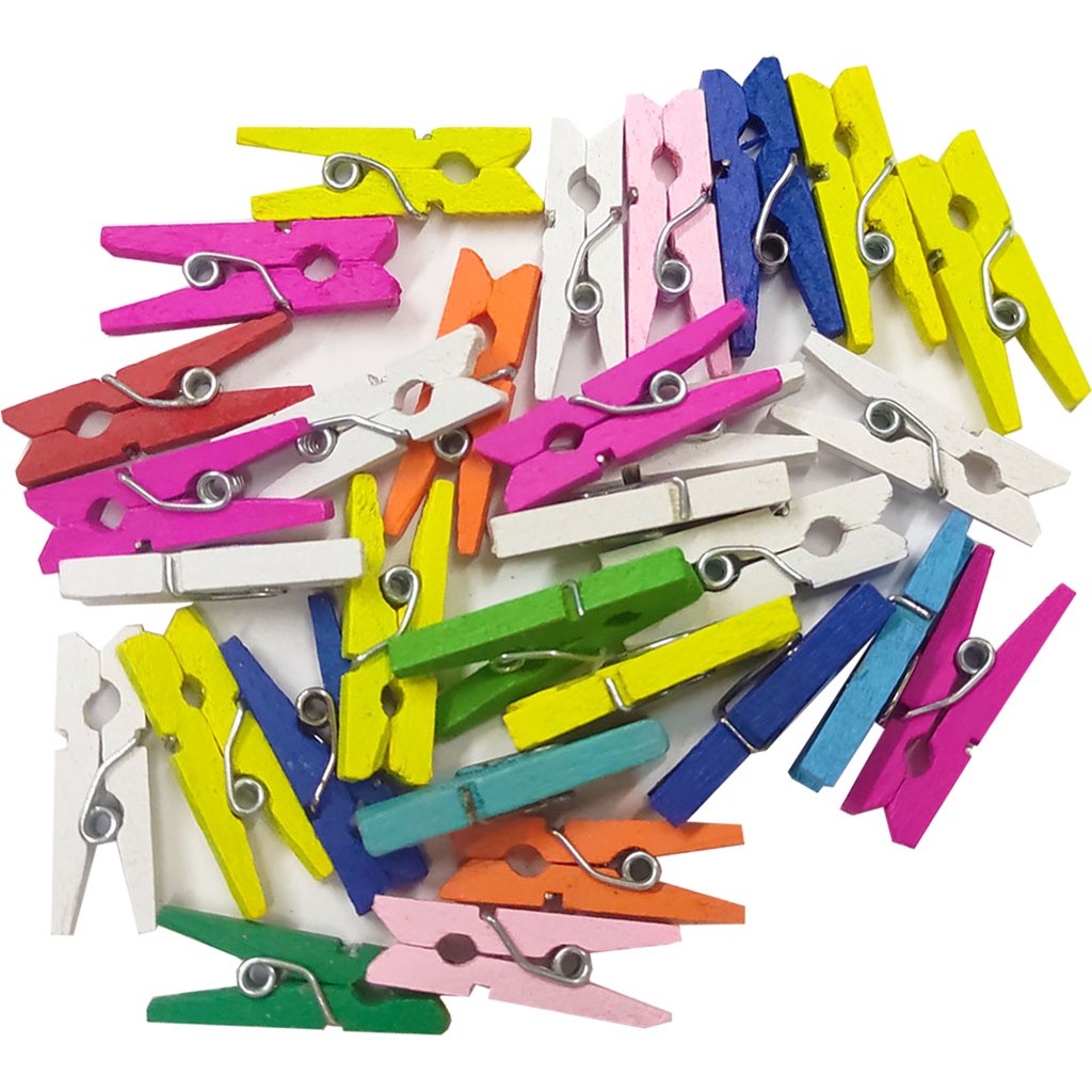 120 Prendedores Roupa Mini Pregador Madeira 2,5cm Coloridos