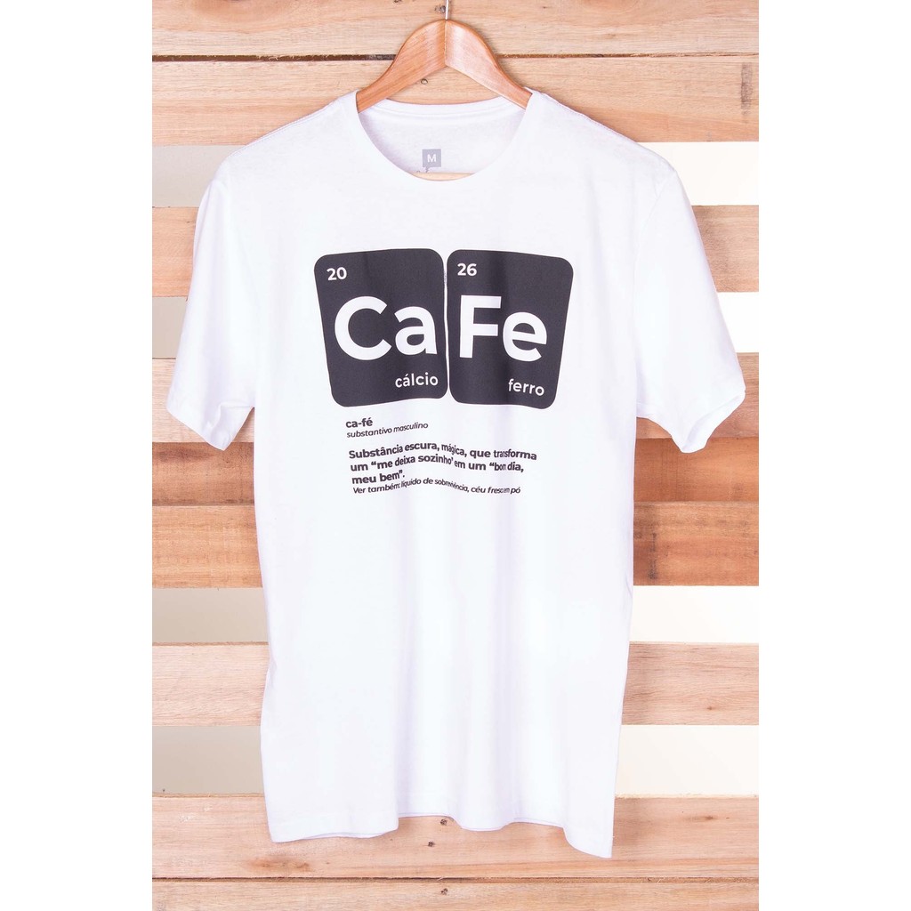 Camiseta Masculina CaFe 100% Algodão Manga Curta Gola Redonda Modelagem Reta Gogocloset