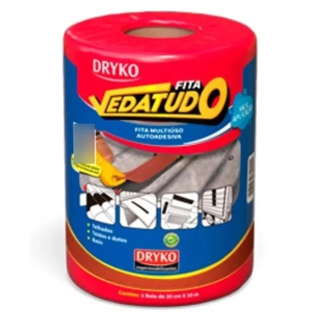 Fita Adesiva Impermeável com Manta Asfáltica 20cm x 10m Terracota Vedatudo Dryko
