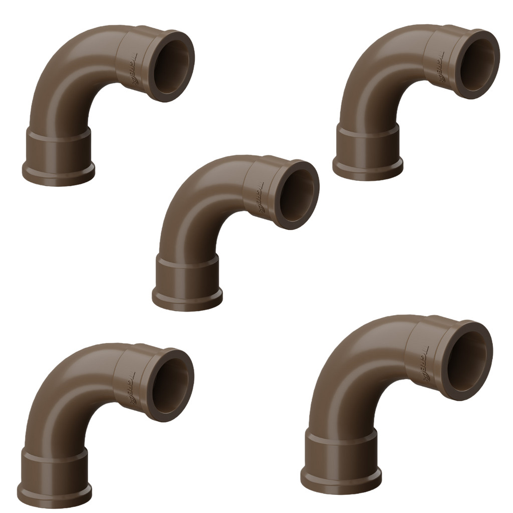 Curva Soldável 90° Kit com 5 Unidades 25mm 3/4 Marrom Tigre