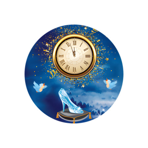 NOVO Painel Festa Infantil Redondo Cinderela Relógio Dourado Sapato + Arco, Suporte incluso. Fazemos personalizado com qualquer tema. Confeccionado em Lona fosca, impressão de alta resolução. cenário , p/ Decoração