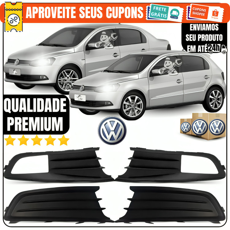 Par\Dir\Esq Tela Moldura Milha VW Gol G6 Voyage Saveiro 2013 á 2016 Com Furo Sem Furo Todos Os Modelos