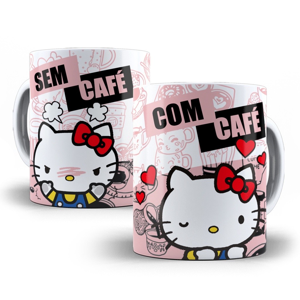 Caneca Hello Kitty Com Café Sem Café Porcelana Personalizada em Oferta na Shopee