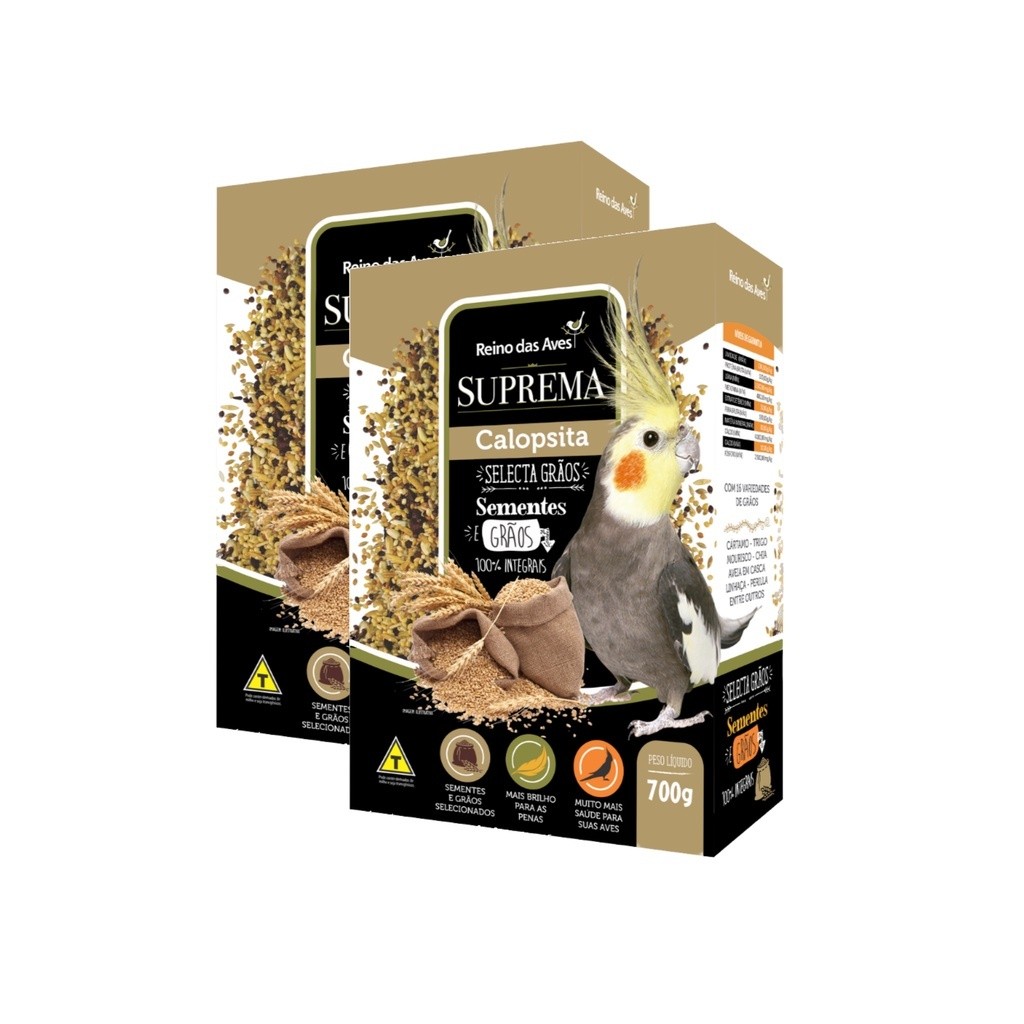 Kit 2un Ração Suprema Calopsita 700g Reino Das Aves