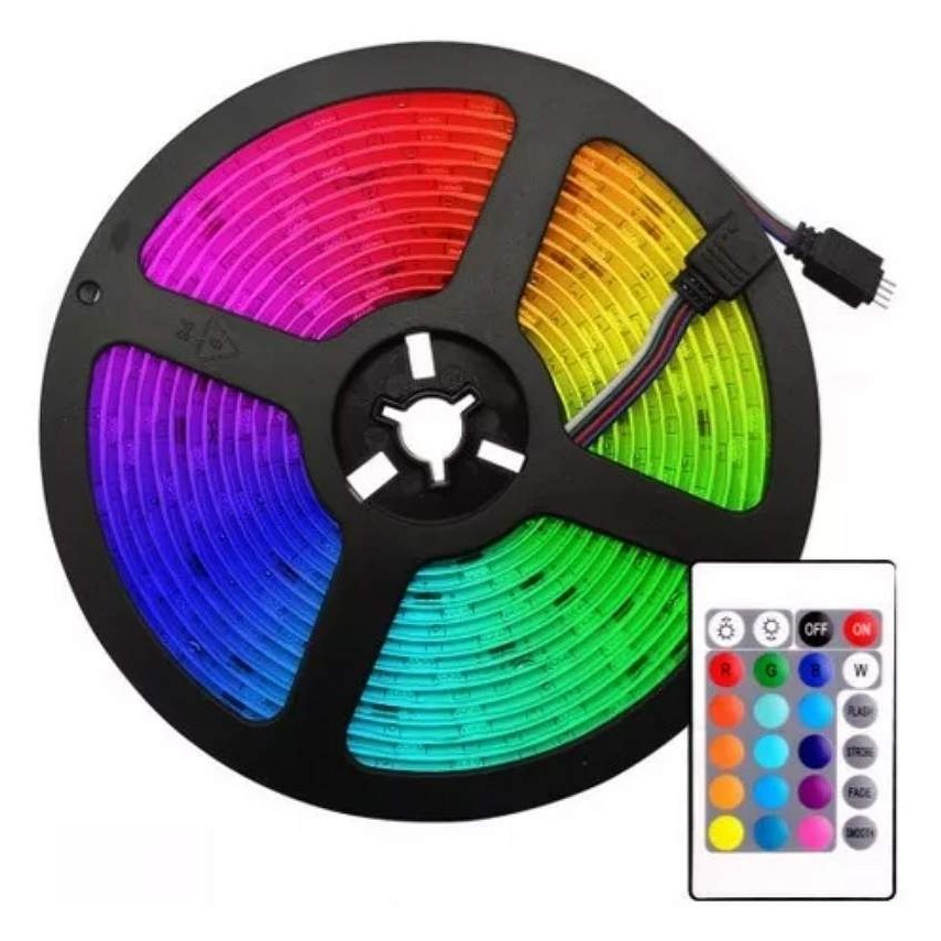 FITA DE LED COM CONTROLE 5050 RGB COLORIDO SEM FONTE