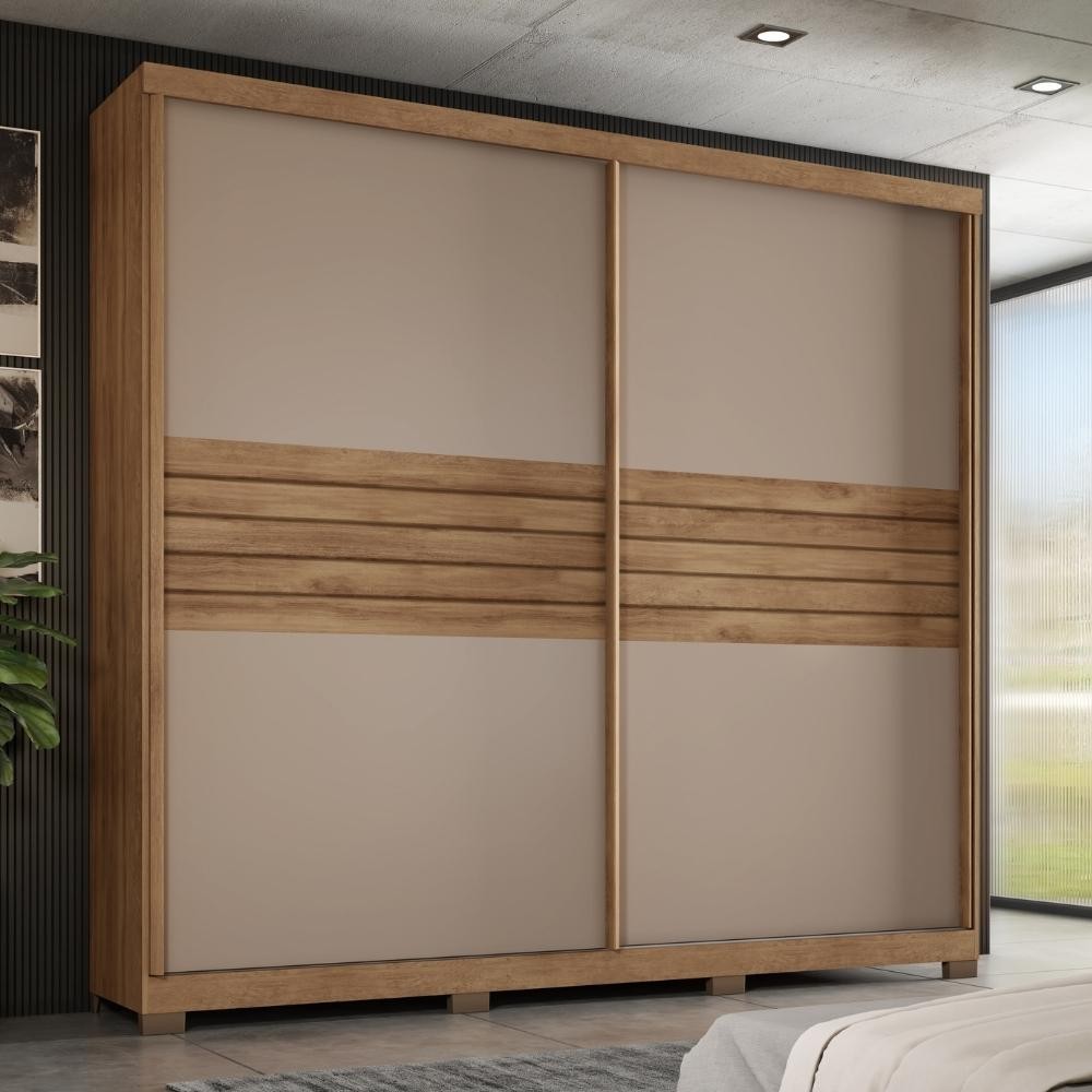 Guarda Roupa Casal 2 Portas 4 Gav Dalim Carraro Freijó com Avelã em Oferta na Shopee