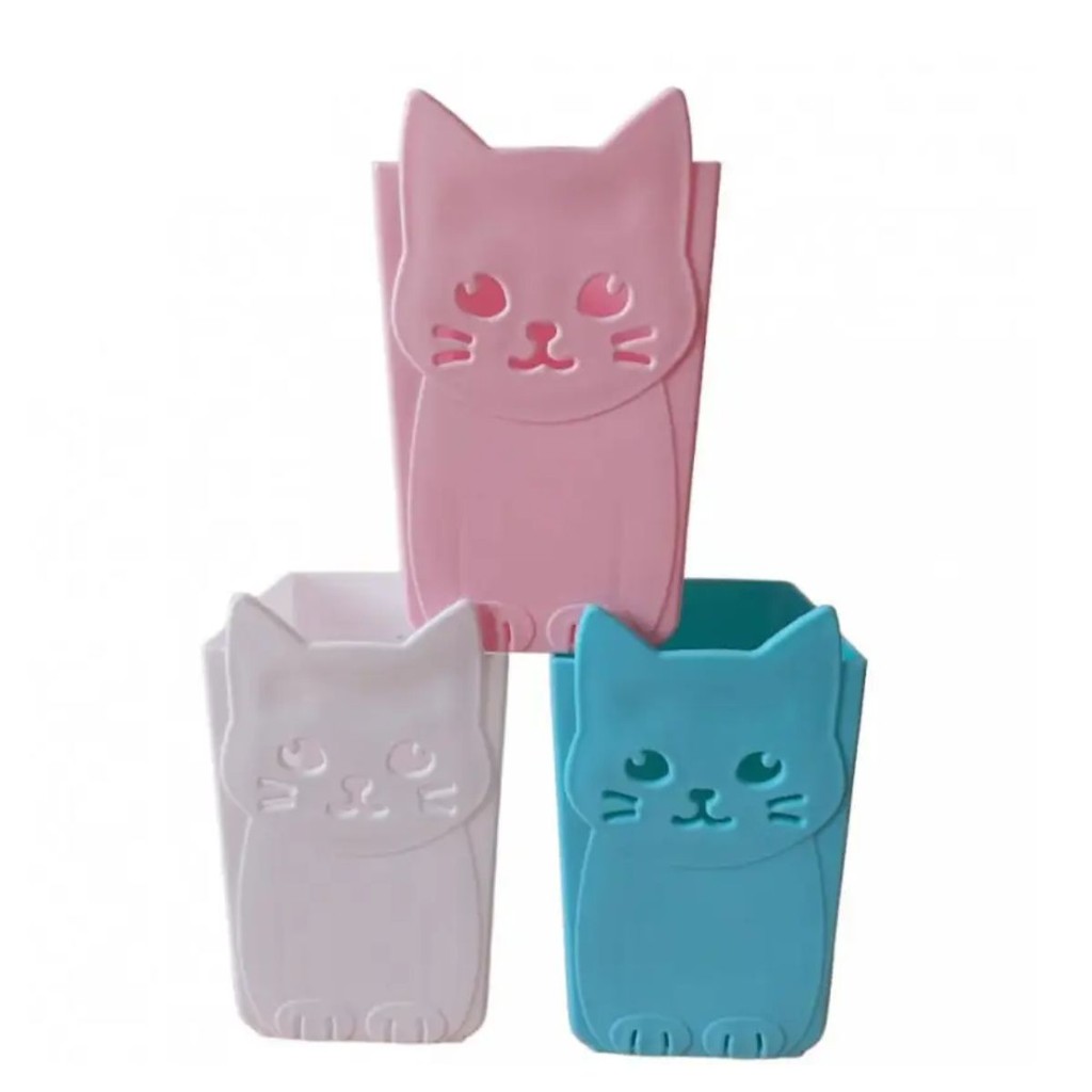 Porta Canetas treco Gatinho Meow Miau Kawai Fofo 16X10