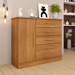 Cômoda Chicago 1 Porta 4 Gavetas Cinamomo - Tcil Móveis em Oferta na Shopee