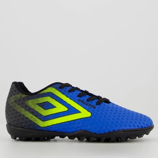Chuteira Umbro Warskin Society Juvenil Azul e Preta em Oferta na Shopee