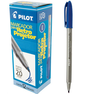 Kit 12 Marcador Pincel Para Retroprojetor Ponta Média 2.0mm Azul Pilot