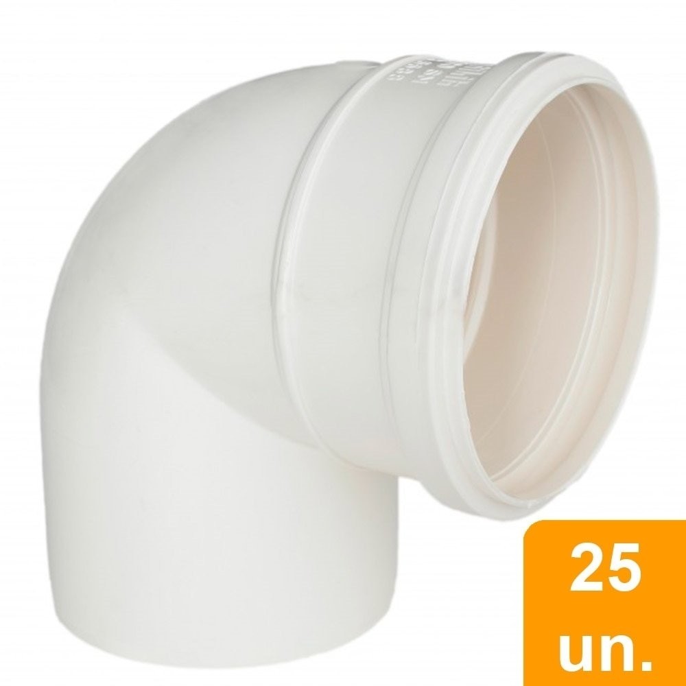 Joelho Esgoto 90º Plastilit 75mm - Embalagem com 25 Unidades - Home & Living