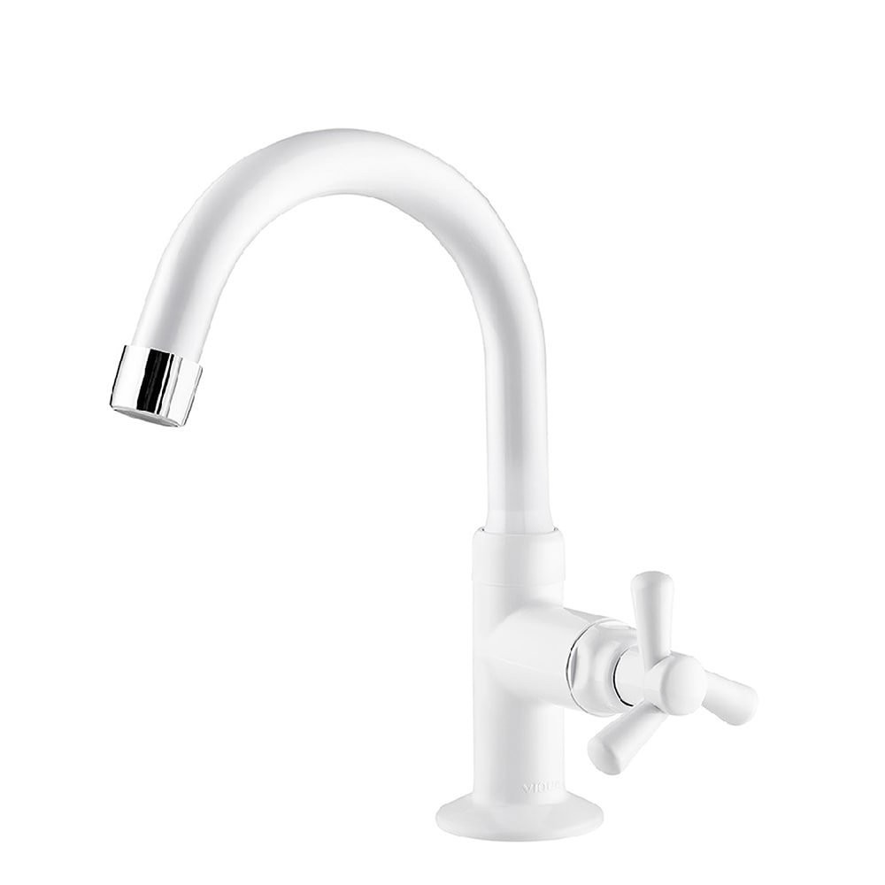 Torneira para Lavatório Víqua Mesa Bica Alta ABS Branca - Home & Living