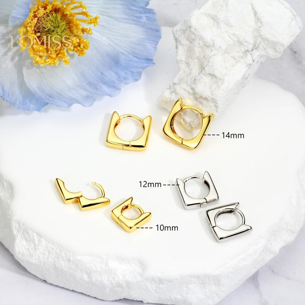 Brincos Argola Feminino Delicado Folheada a Ouro 18k Quadrado Lisa Luxo em Oferta na Shopee