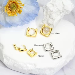 Brincos Argola Feminino Delicado Folheada a Ouro 18k Quadrado Lisa Luxo