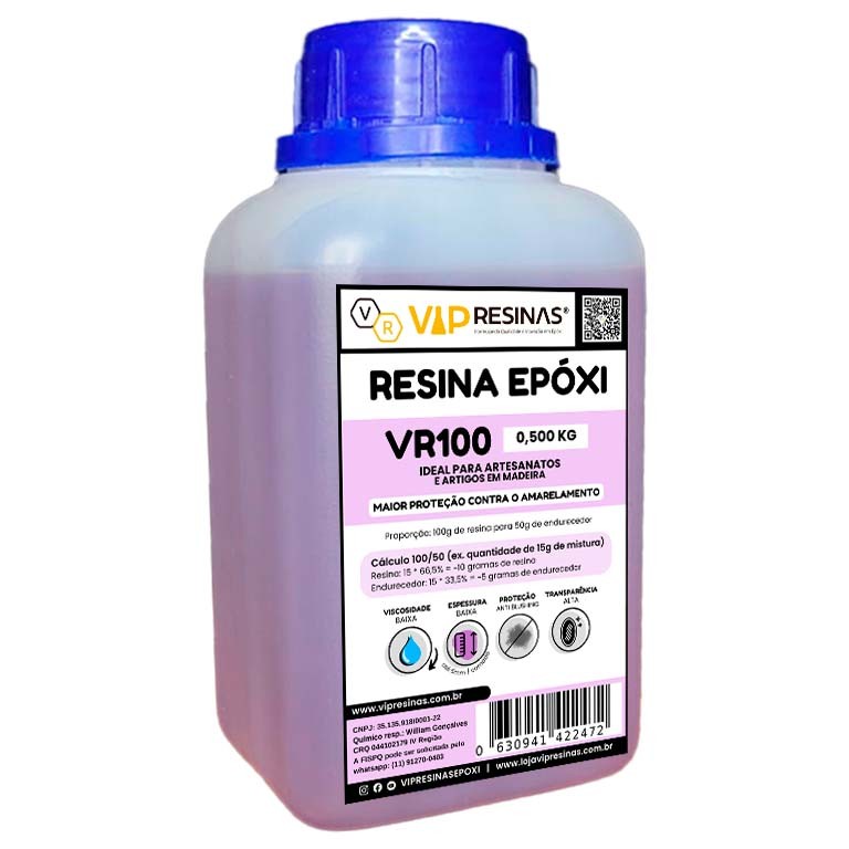 Resina Epóxi + Endurecedor VR100 UV 0,750kg Baixa Espessura