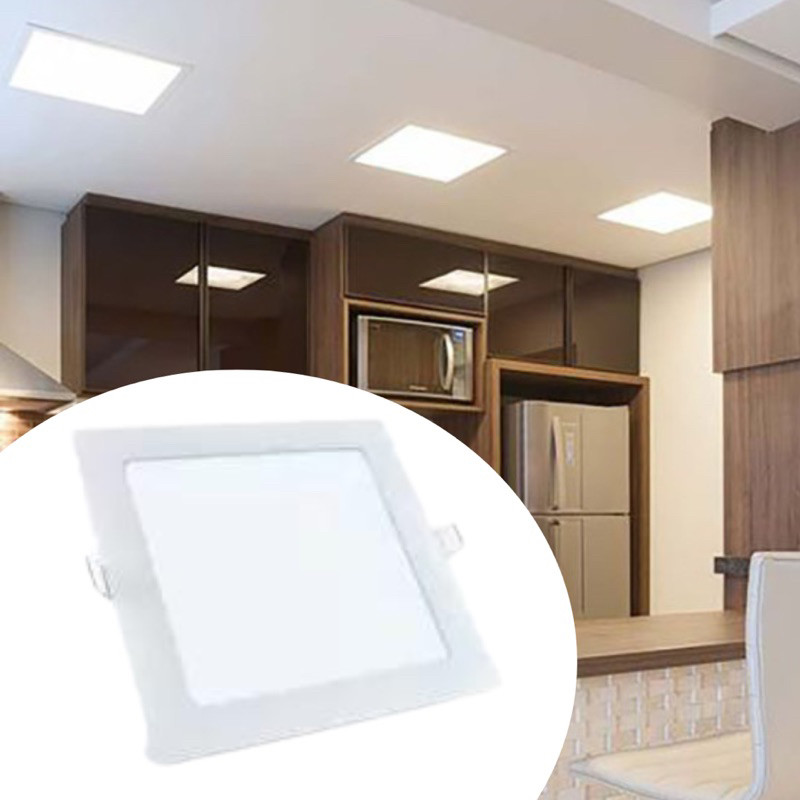 Luminaria Painel Led De Embutir 18w Quadrado Branco Plafon 20x20 Branco Frio Super Slin em Oferta na Shopee