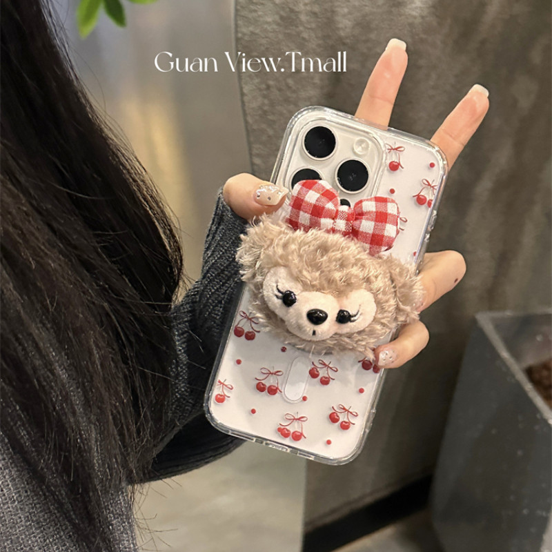 Huiwanju Outono E Inverno Pelúcia Shirley Mei Boneca Suporte Sucção Magnética Capa De Telefone Móvel Para Iphone15promax