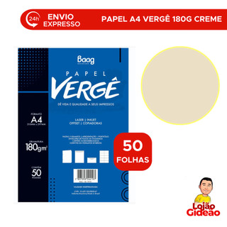 Papel Verge A4 Bege 180Gr Com 50 Folhas Para Convite Certificado Diploma