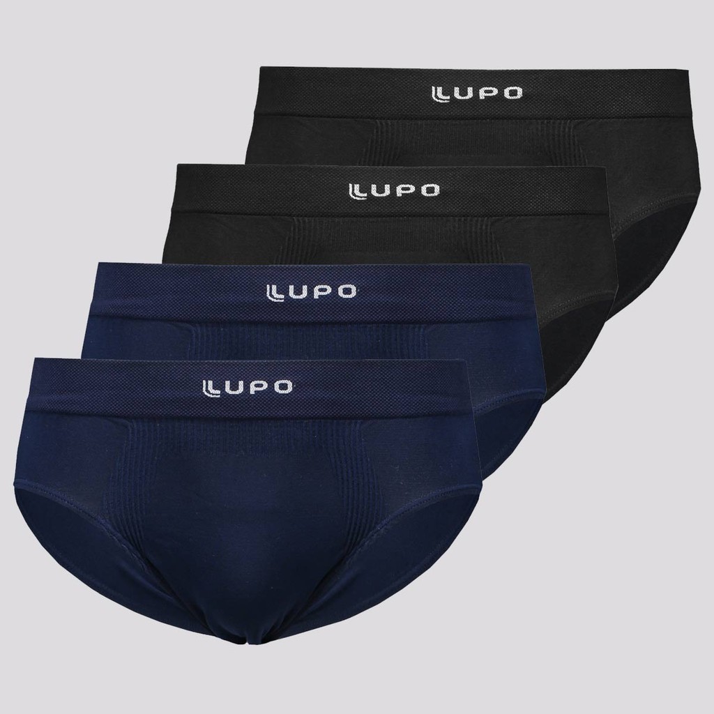 Kit 4 Cuecas Slip Lupo Micromodal Marinho e Preta em Oferta na Shopee
