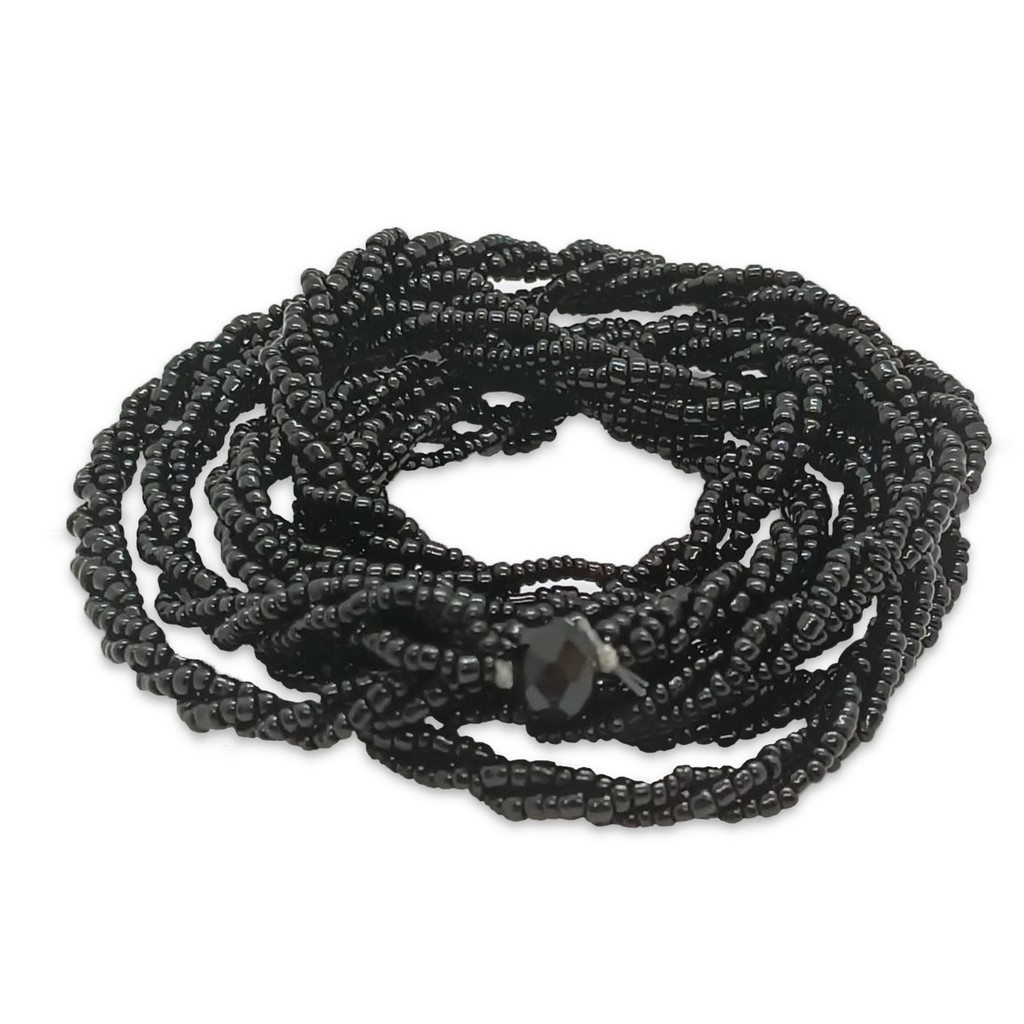 Guia Brajá Preta Exu com Firma 3 Fios Trançado 60cm Umbanda em Oferta na Shopee