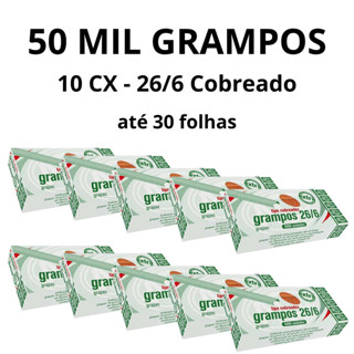 Kit 10 Caixas Grampo para Grampeador 26/6 Cobreado 50 mil Unidades ACC em Oferta na Shopee