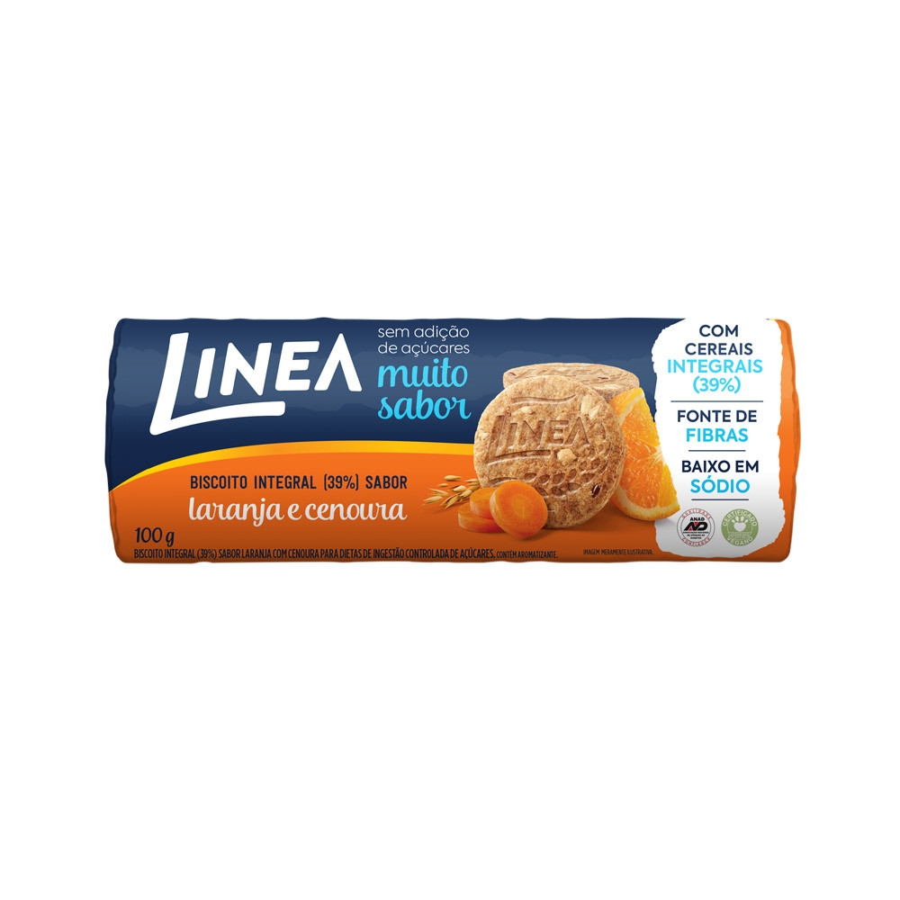 Biscoito Integral Linea Sabor Laranja e Cenoura 100g