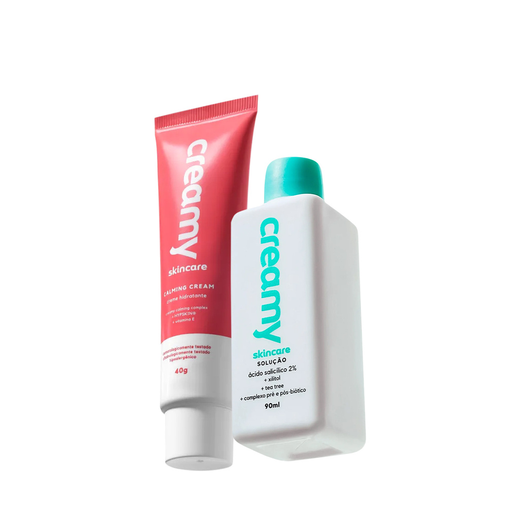 Kit Creamy Ácido Salicílico Antiacne e Calming Cream Hidratante Facial (2 produtos) em Oferta na Shopee