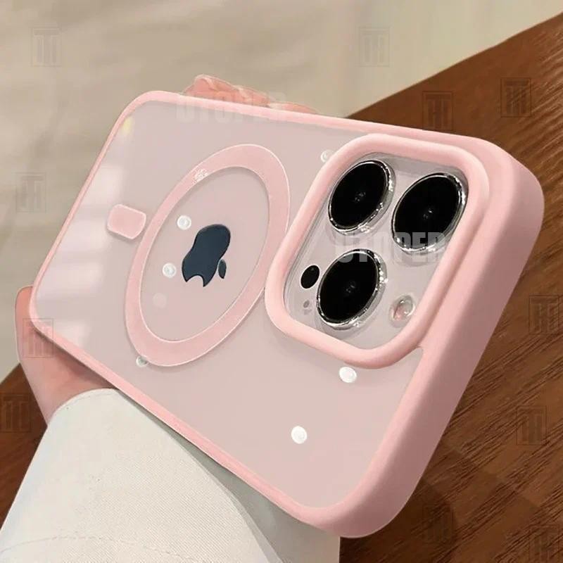 Capa De Acrílico Transparente Rosa Para iPhone , Magsafe , Rígida À Prova De Choque , Magnética Poderosa , 16ProMax , 15 em Oferta na Shopee