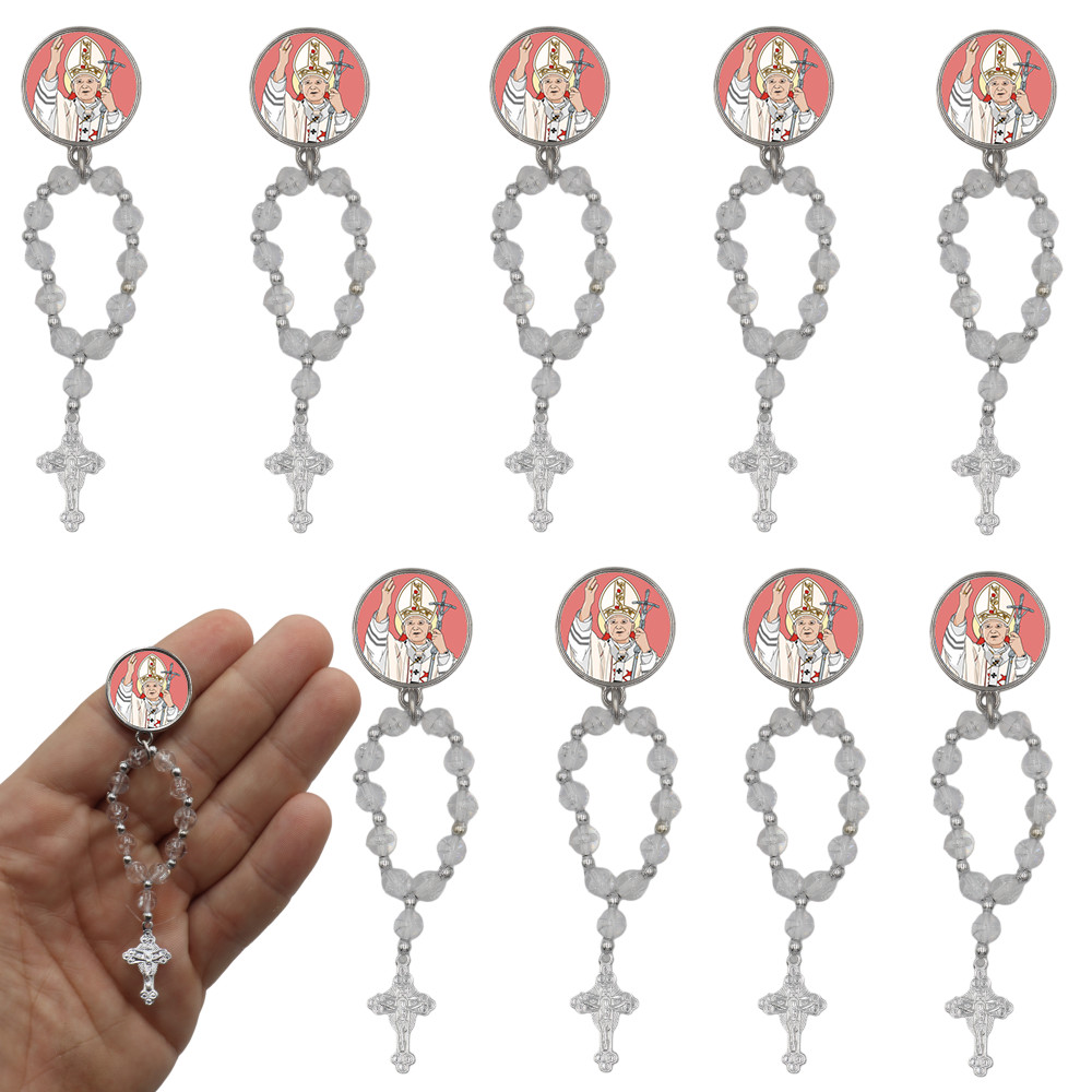 10 Mini Terço Medalha São João Paulo ll Lembrancinha