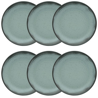 Kit Jogo 6 Pratos Rasos Moderno Verde Pacífico Oxford 26 cm Cerâmica em Oferta na Shopee