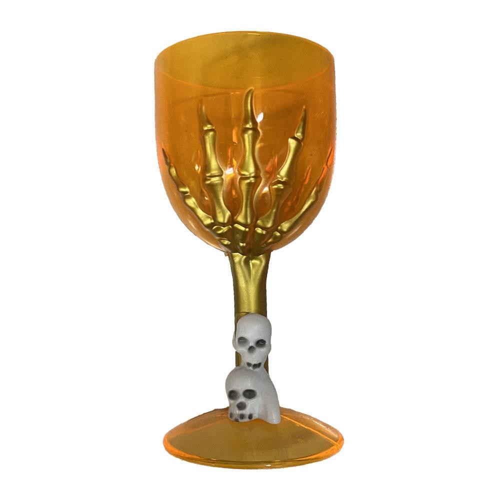 Taça de Caveira Laranja Plástico 300ml Halloween