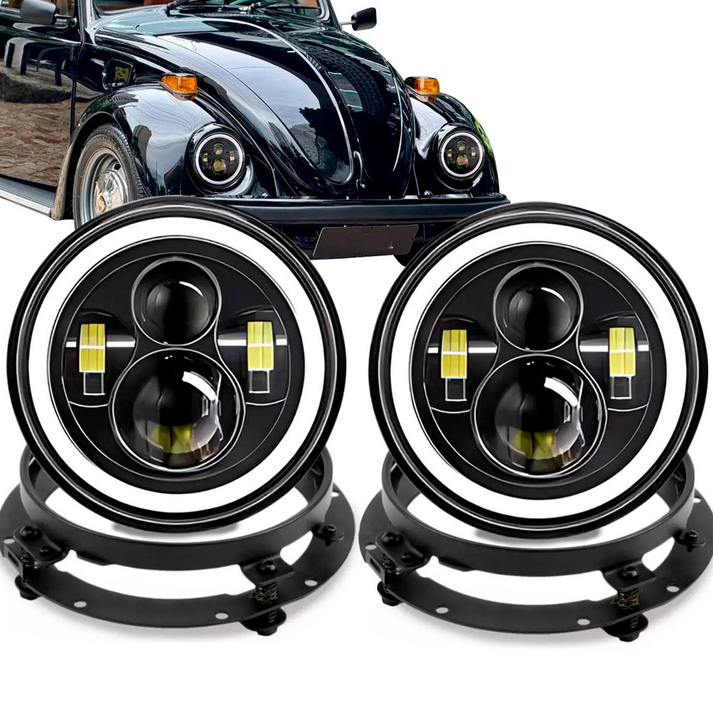 Par 2 Farol Angel Eye Led Constelation Defender Fusca Jeep
