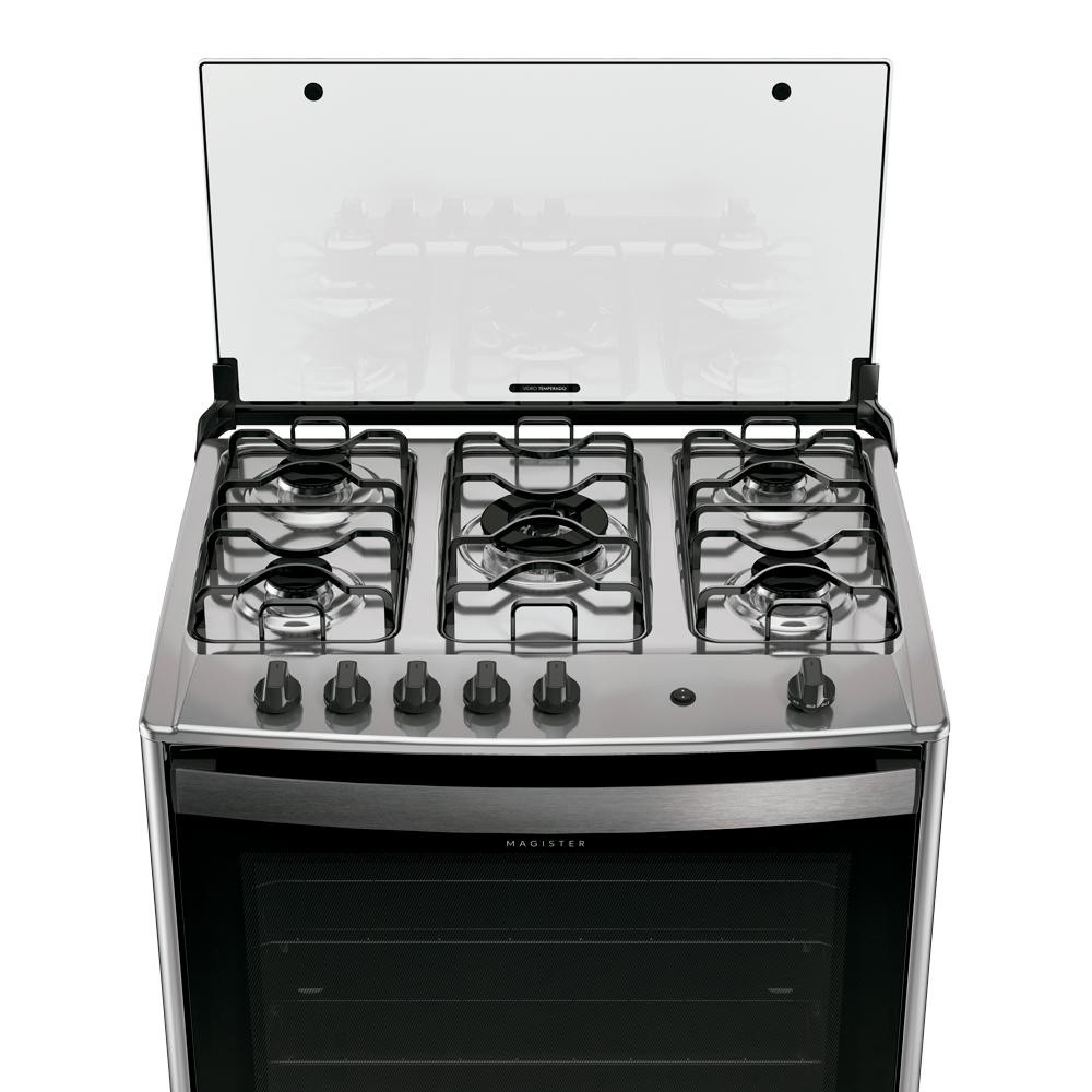 Fogão 5 Bocas a Gás Dako Magister Style com Mesa de Inox e Forno 100L Preto Bivolt · foto 2