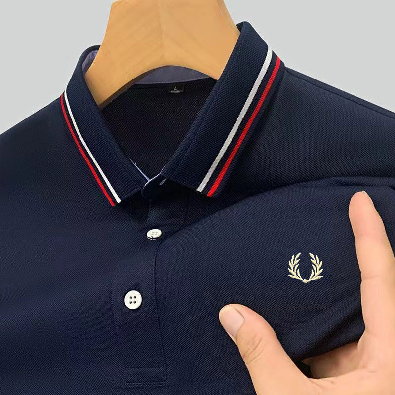 Novo estilo camisa polo de lapela estampada logotipo bordado moda Top de manga curta