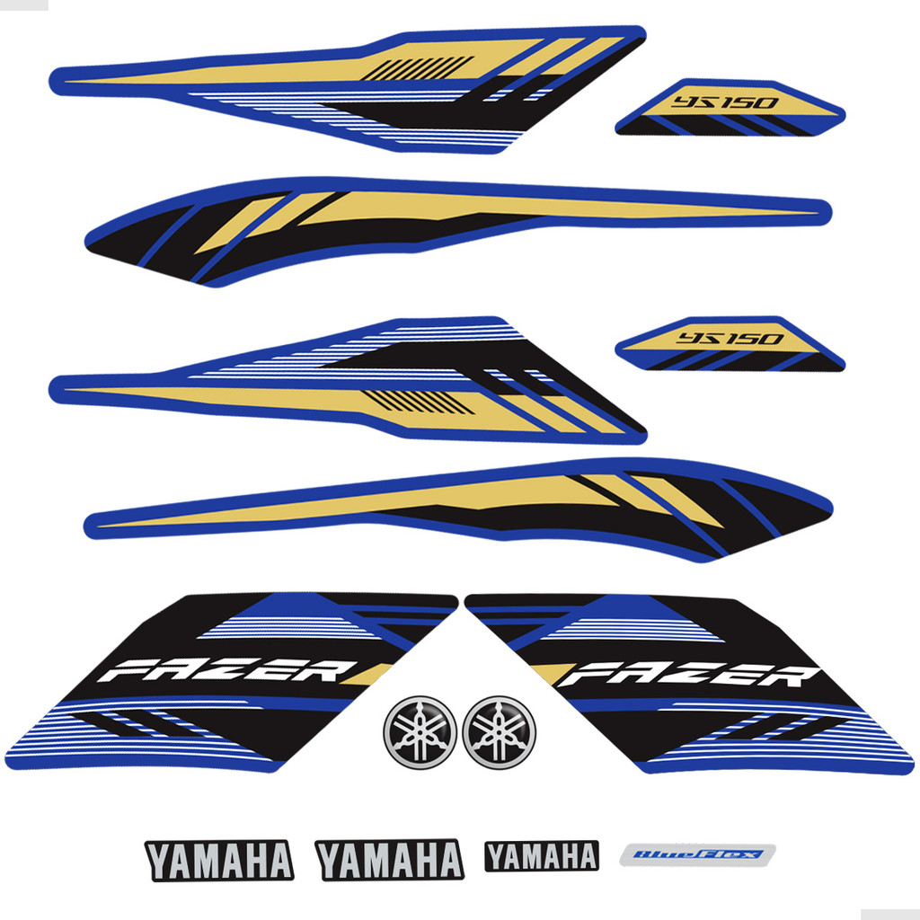 Kit Adesivos Para Yamaha Fazer 150 SED YS 2016 Moto Azul em Oferta na Shopee