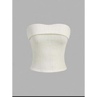 Cropped Feminino Tomara Que Caia Com Faixa Sobreposta em Oferta na Shopee