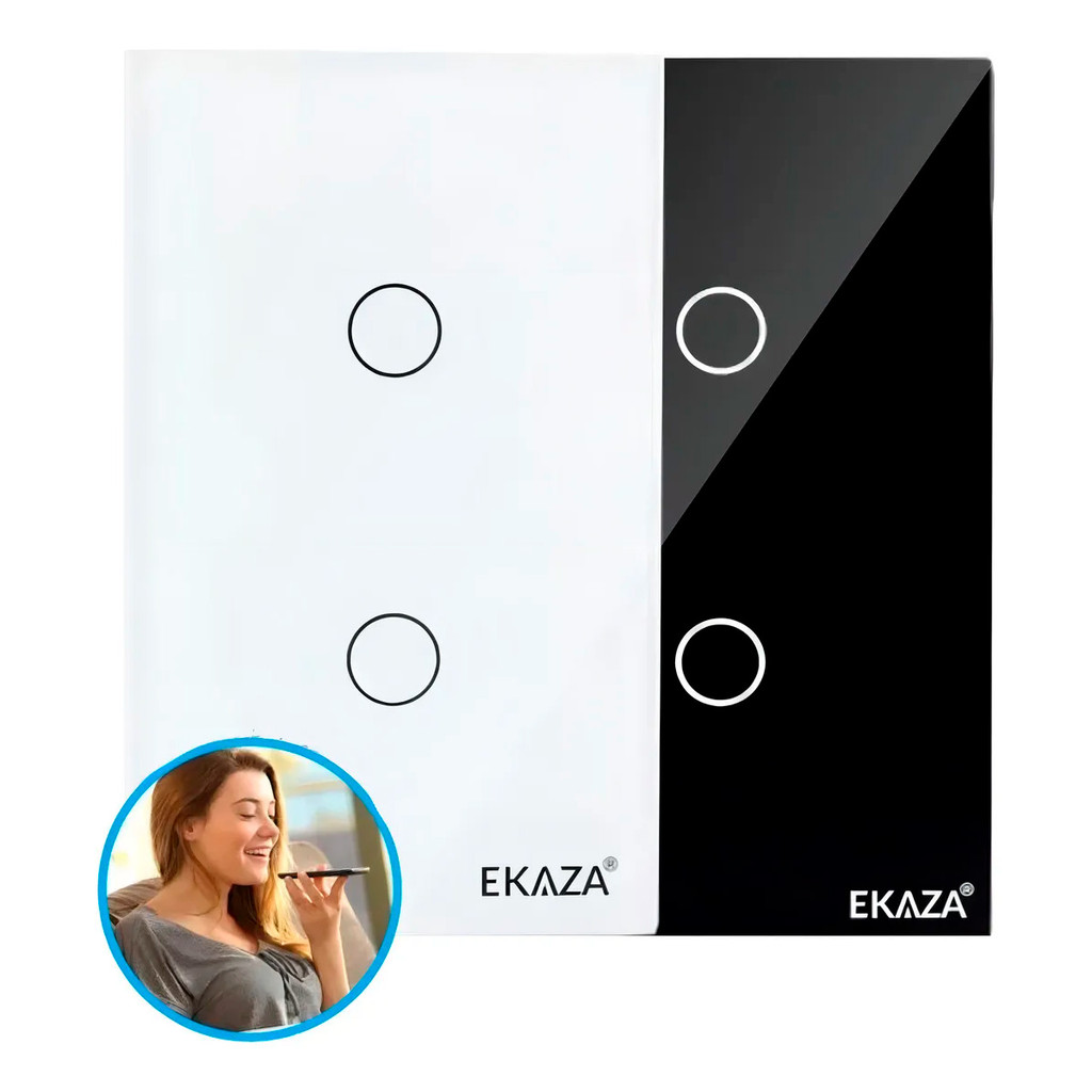 Interruptor Inteligente Wi-Fi Ekaza 2 Teclas Compatível Alexa e Google | Controle por App e Voz em Oferta na Shopee
