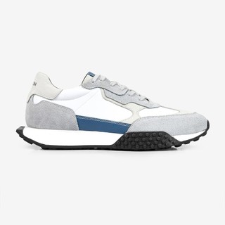 Tênis Masculino Ferracini Couro Legitimo Atacador Racer Solado Flat Racer Cinza Azul  8529-693B