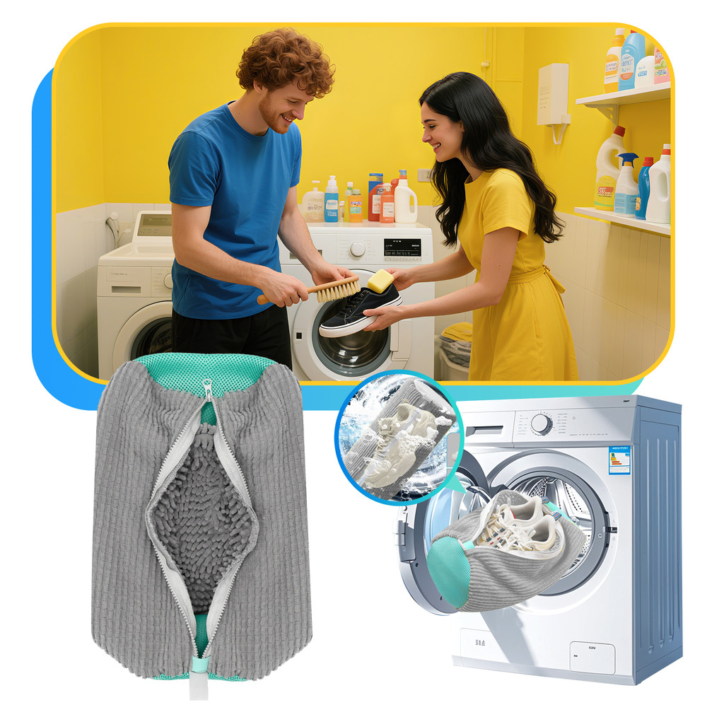 Saco Para Lavar Sapato Tênis Máquina de lavar Limpeza Anti Deformação Viagem Lavanderia